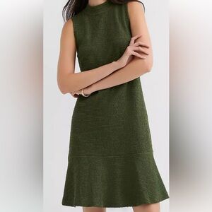 LOFT Dark Green Sleeveless Mock Neck Dress